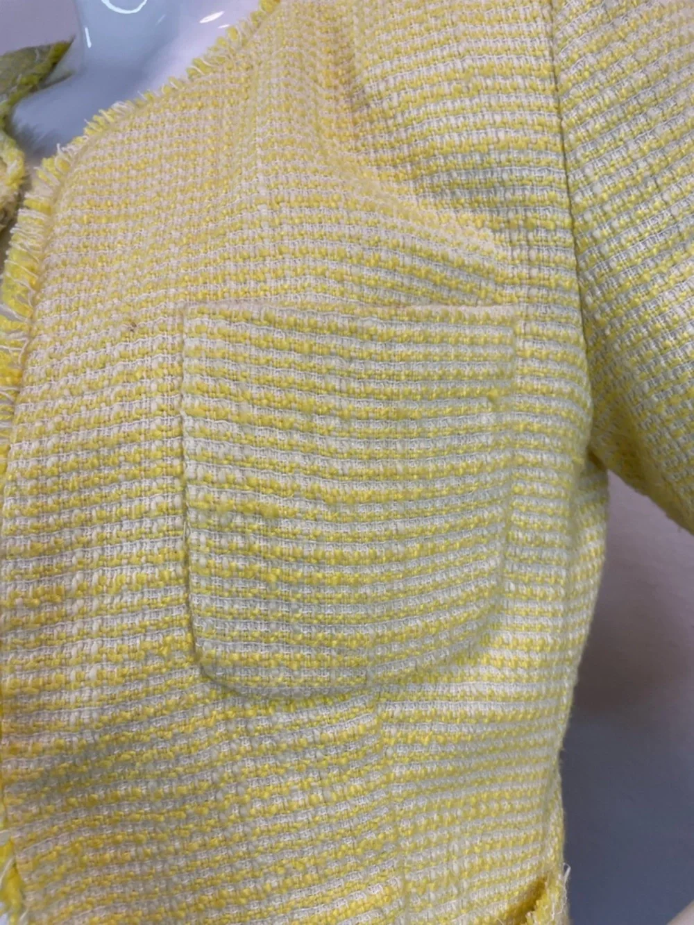 Banana Republic Lemon Yellow Tweed Pocket Blazer - Picture 4 of 10
